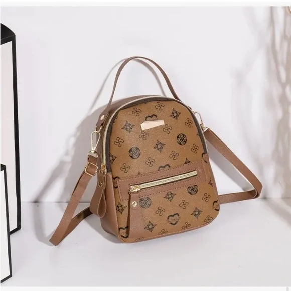 Khaki Monogram Mini Backpack Designer Inspired NIP - Picture 7 of 12